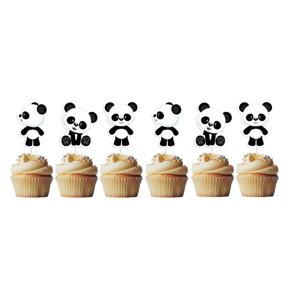 6 Cupcake Toppers Panda