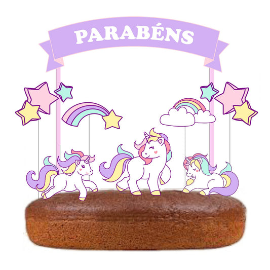 Kit Topo de bolo Unicórnio Cake topper Adorno de Tarta