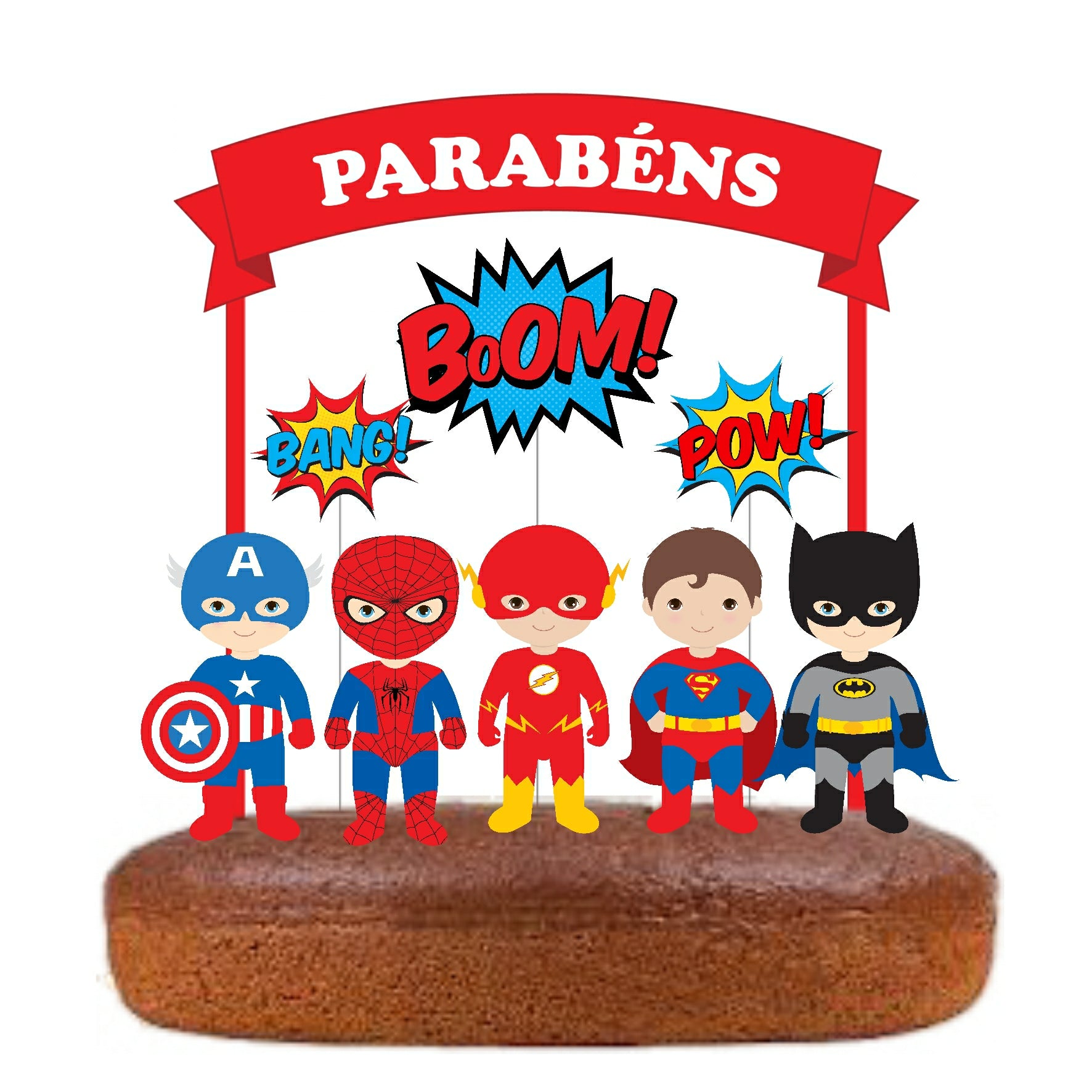 Kit Topo de bolo Super Herois Vermelho Cake topper Adorno de Tarta