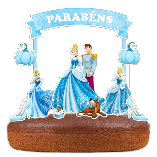 Kit Topo de bolo cinderela Cake topper Adorno de tarta