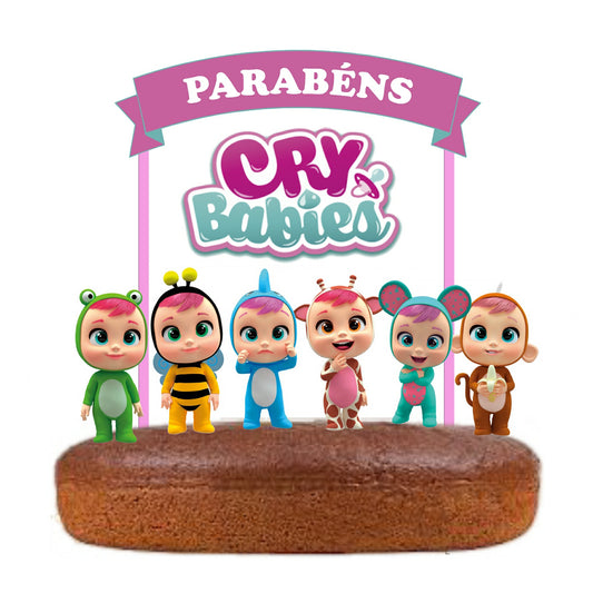 Kit Topo de bolo Cry Babies Menina Cake Topper Adorno de Tarta