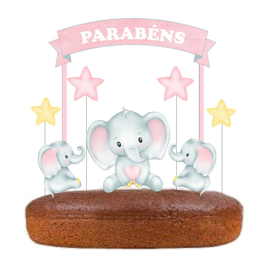 Kit Topo de bolo Elefante Menina Cake Topper Adorno de Tarta