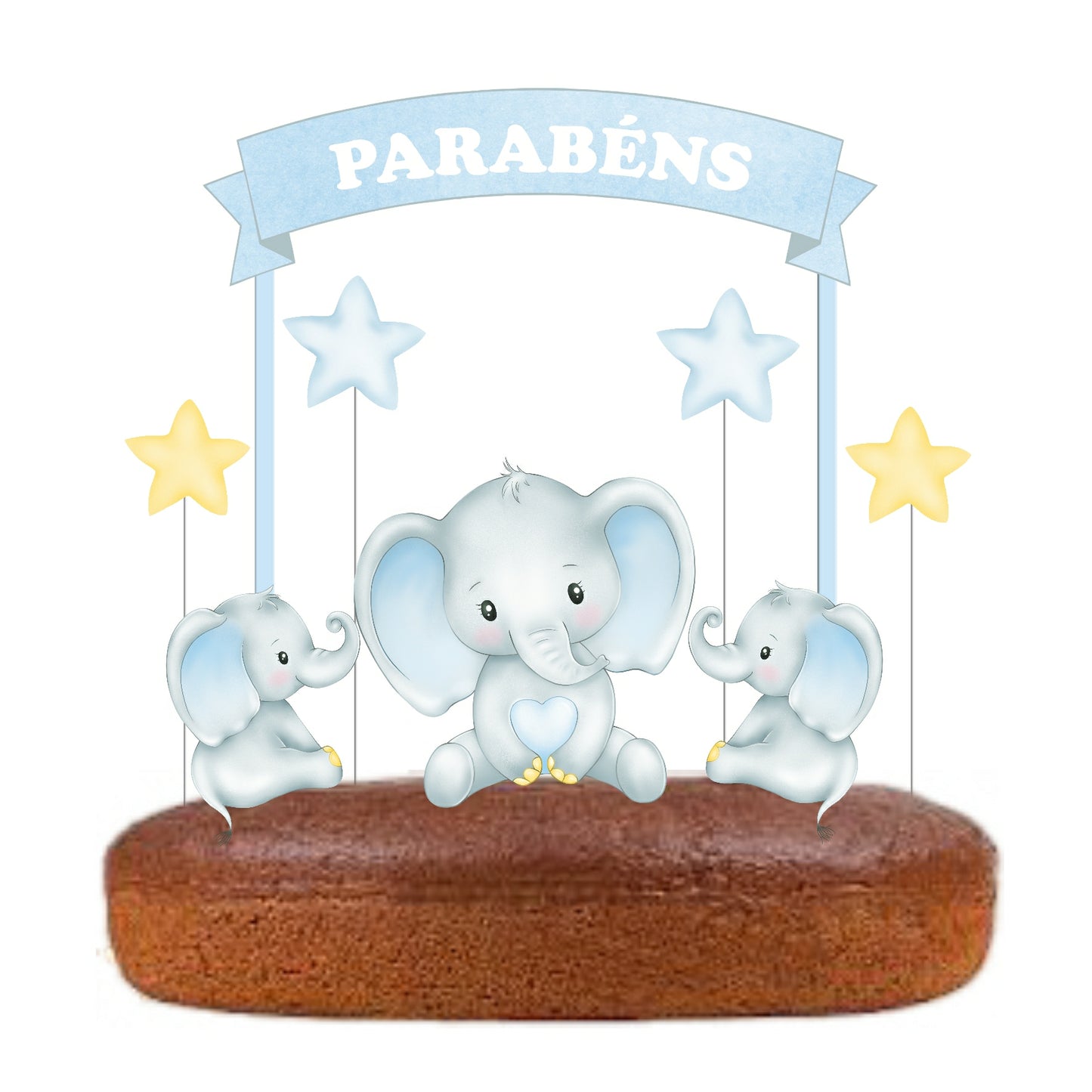 Kit Topo de bolo Elefante Menino Cake Topper Adorno de Tarta