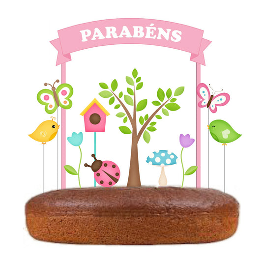 Kit Topo de bolo Passarinhos e Borboletas Cake Topper Adorno de Tarta