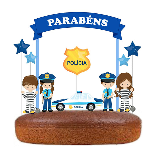 Kit Topo de bolo Polícia Cake Topper Adorno de Tarta