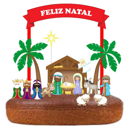 Kit Topo de bolo natal presépio Cake topper Adorno de tarta