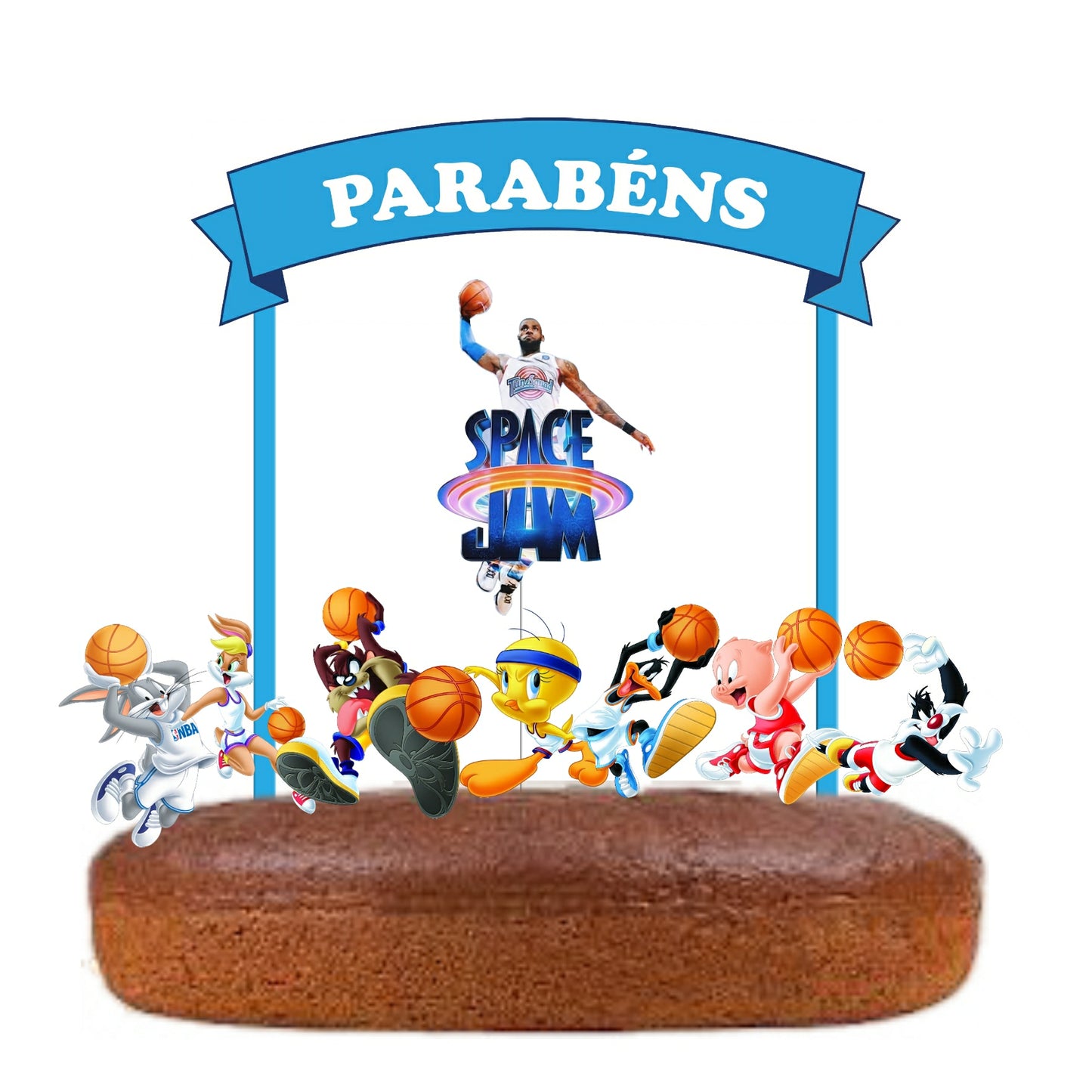 Kit Topo de bolo Space Jam Cake Topper Adorno de Tarta