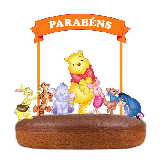 Kit Topo de bolo Ursinho Pooh Cake Topper Adorno de Tarta