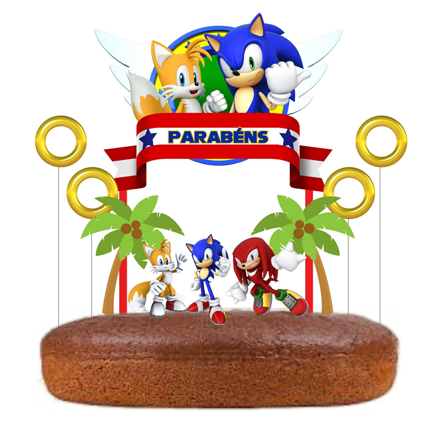 Kit Topo de bolo Sonic Cake topper Adorno de Tarta