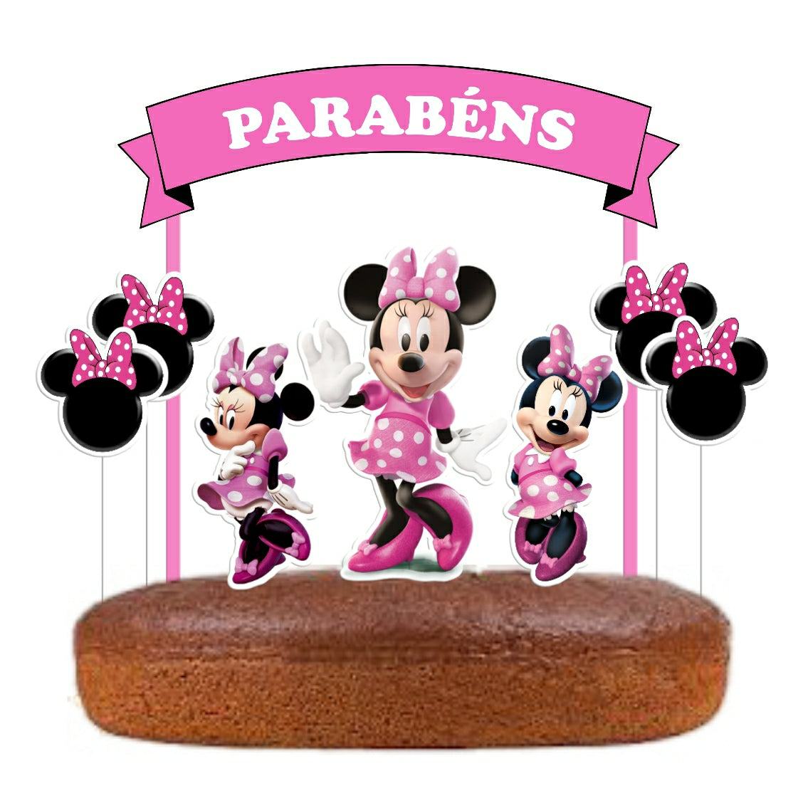 Kit Topo de bolo Minnie Rosa Cake topper Adorno de Tarta