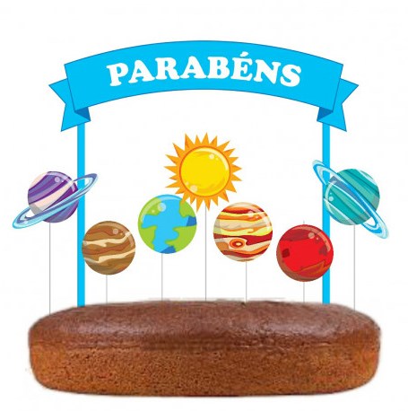 Kit Topo de bolo Planetas, Cake topper, Adorno de Tarta