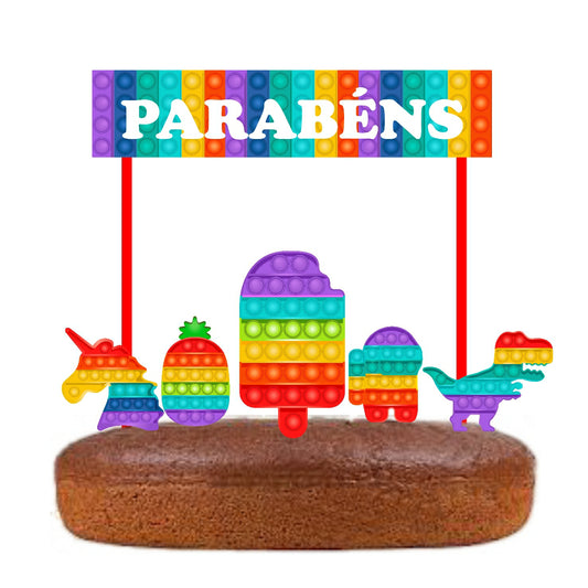 Kit Topo de bolo Pop It Color Cake topper Adorno de Tarta