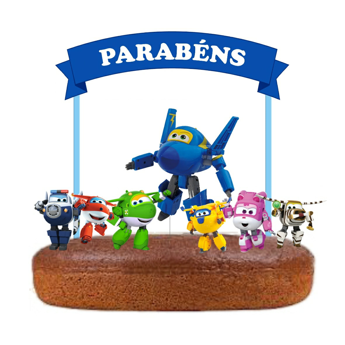 Kit Topo de bolo Super wings azul Cake topper Adorno de Tarta