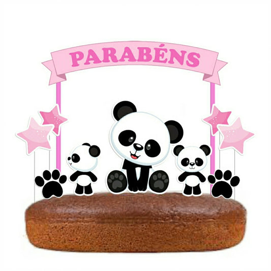 Kit Topo de bolo Panda rosa Cake topper Adorno de Tarta