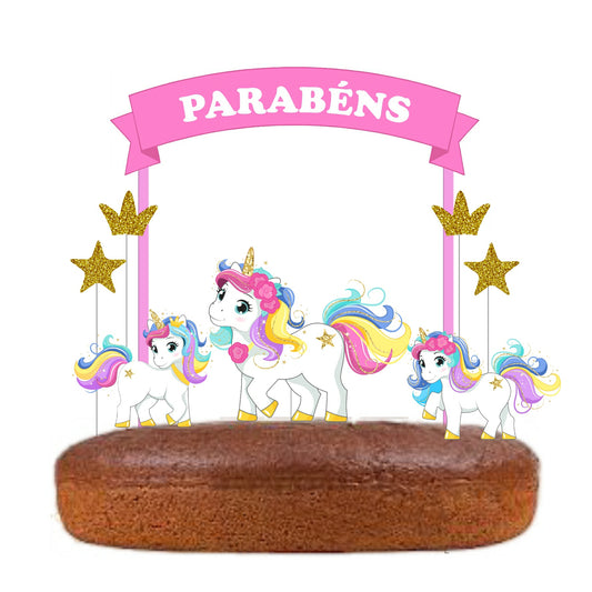 Kit Topo de bolo unicórnio glitter Cake topper Adorno de Tarta