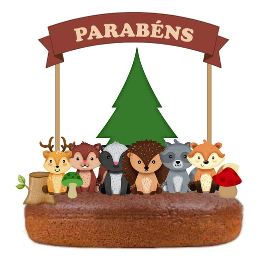 Kit Topo de bolo Animais do bosque  Cake topper Adorno de Tarta