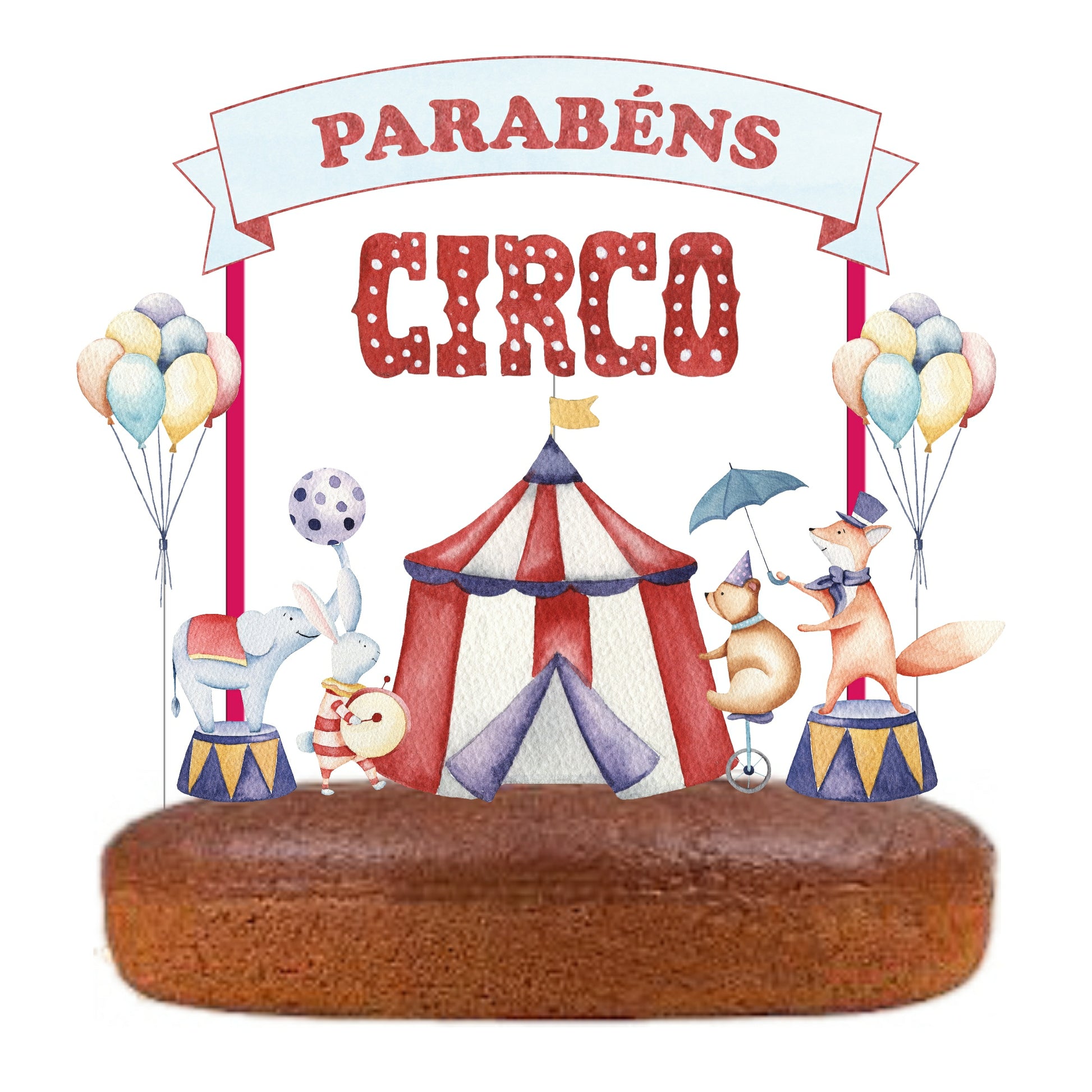 Kit Topo de bolo Circo Aquarela Cake topper Adorno de Tarta