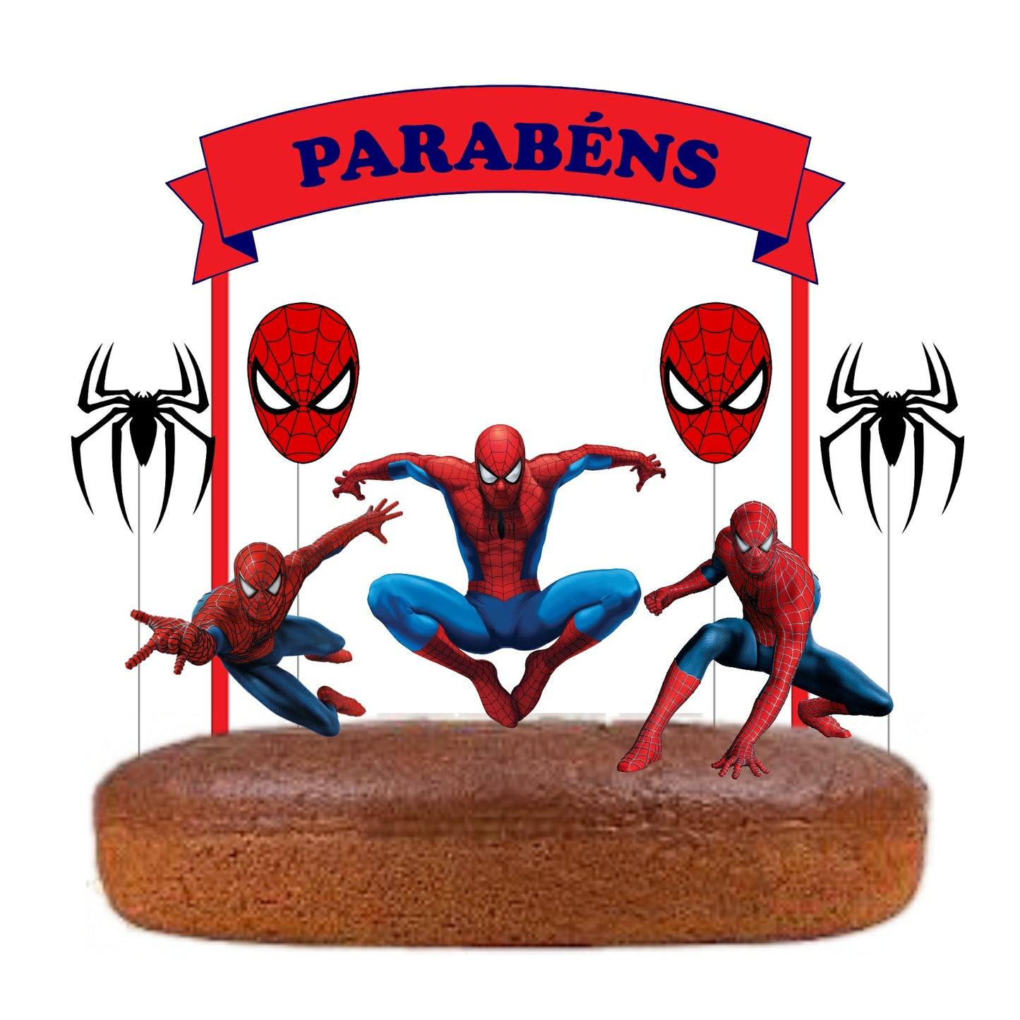 Kit Topo de bolo Homem Aranha Cake topper Adorno de Tarta