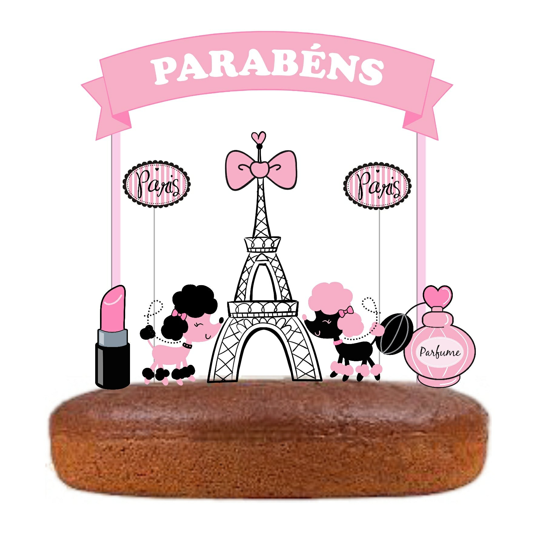 Kit Topo de bolo Paris Cake topper Adorno de Tarta