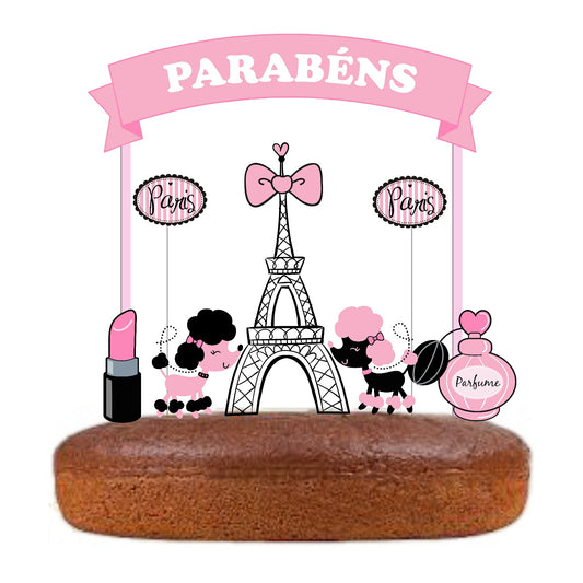 Kit Topo de bolo Paris Cake topper Adorno de Tarta