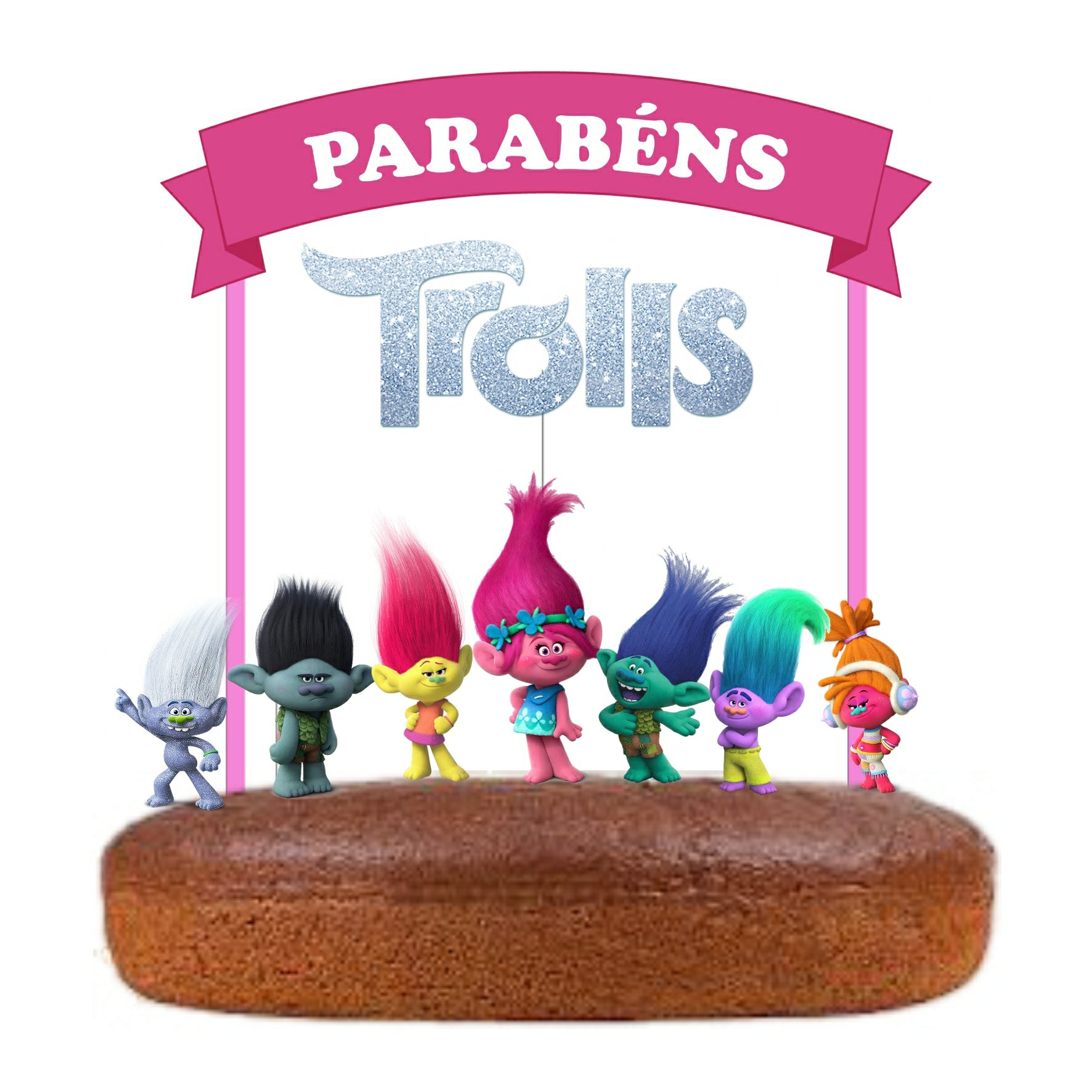 Kit Topo de bolo Trolls Cake topper Adorno de Tarta