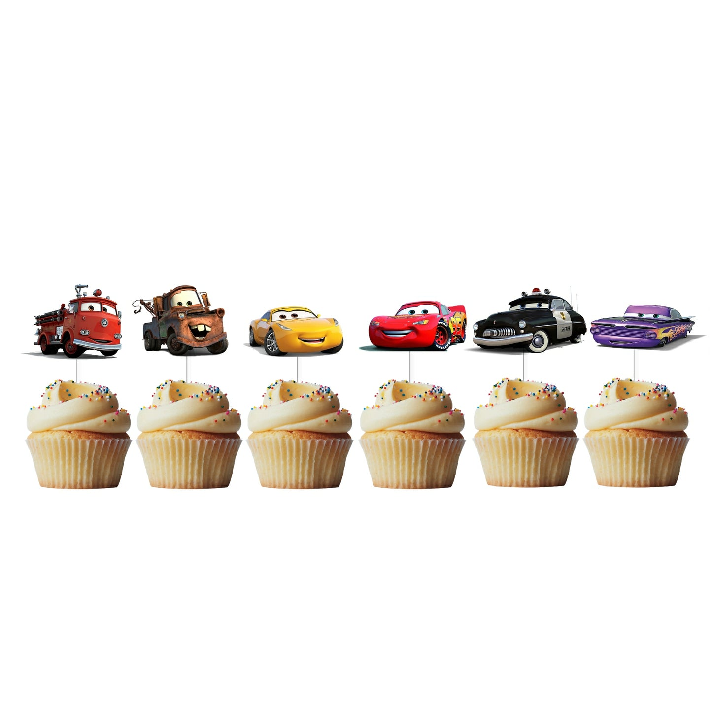 6 Cupcake Toppers Carros