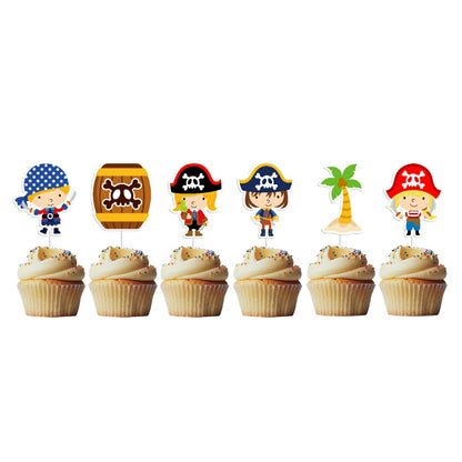 6 Cupcake Toppers Piratas Menino