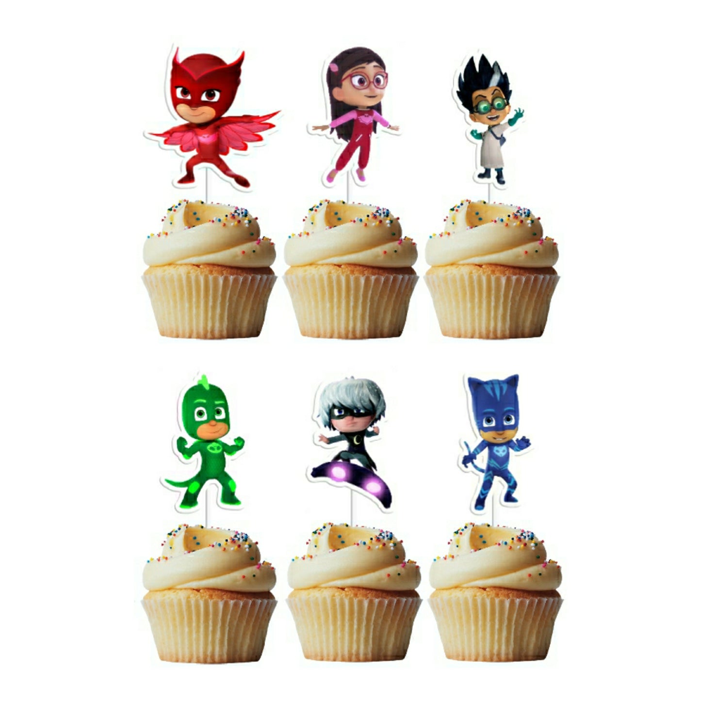 6 Cupcake Toppers Pj Masks