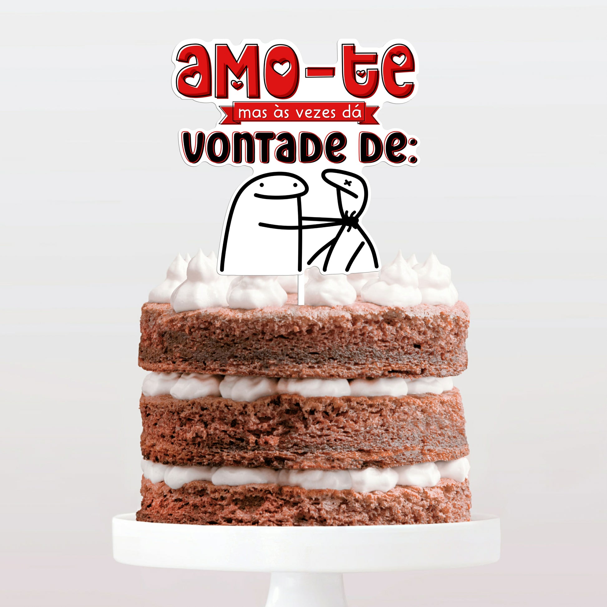 Topo de bolo Amo te mas as vezes da vontade de cake topper adorno de tarta