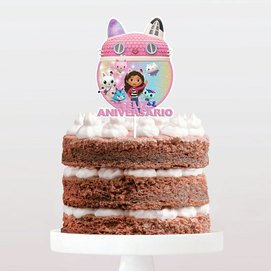 Topo de bolo Casa magica da gabby rosa cake topper adorno de tarta