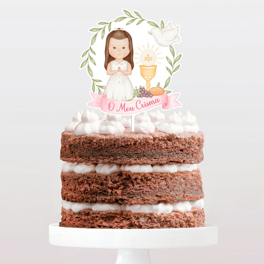 Topo de bolo Crisma Manina cake topper adorno de tarta