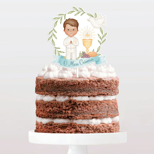 Topo de bolo Crisma Menino cake topper adorno de tarta