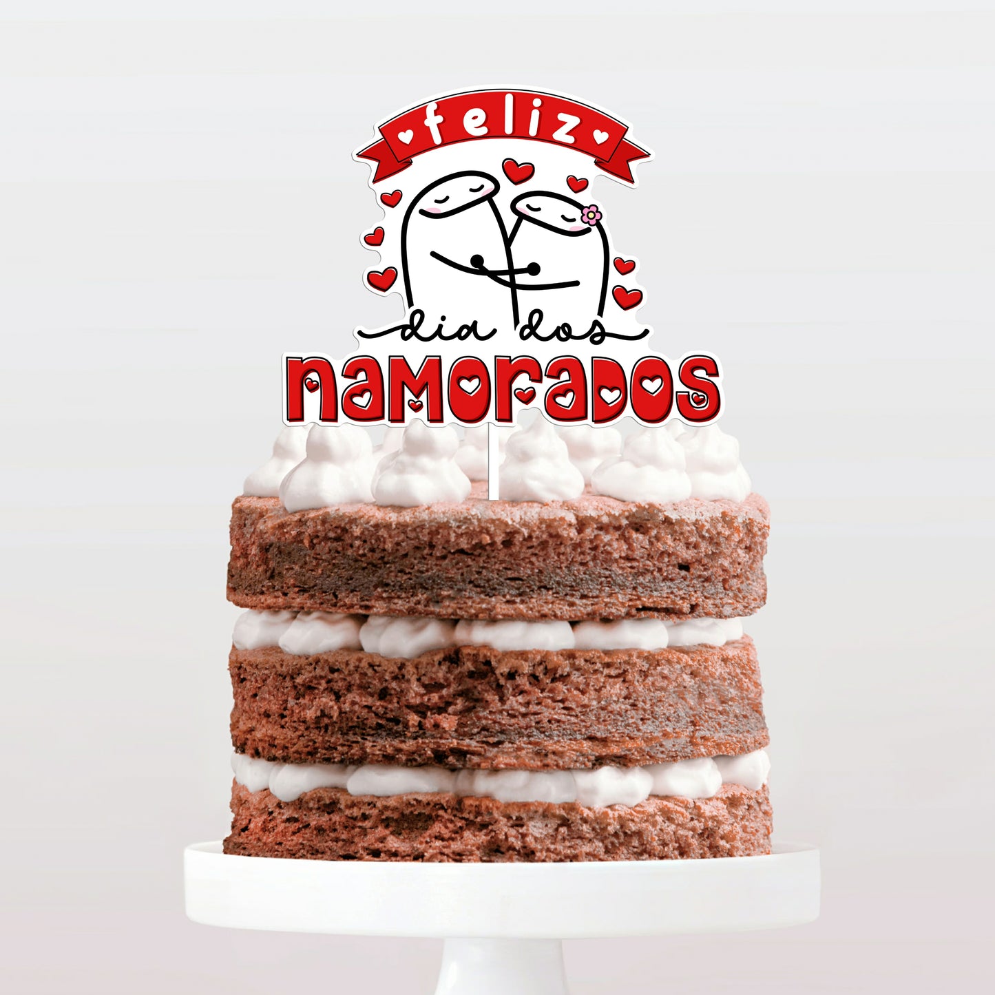 Topo de bolo Feliz dia dos namorados flork bento  cake topper adorno de tarta
