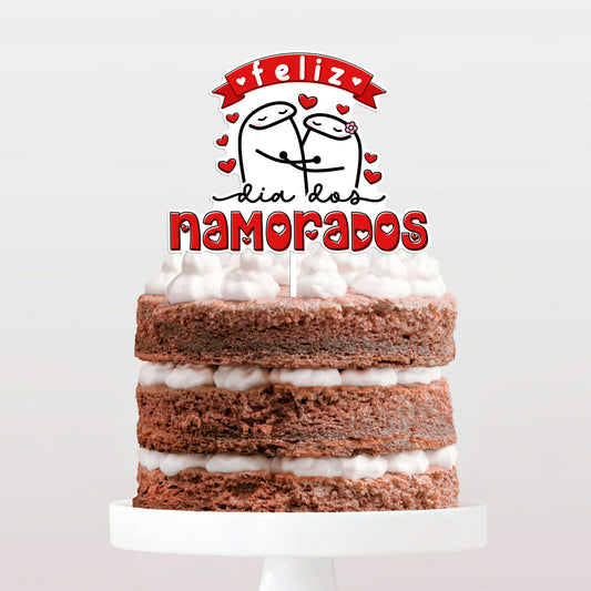 Topo de bolo Feliz dia dos namorados flork bento  cake topper adorno de tarta