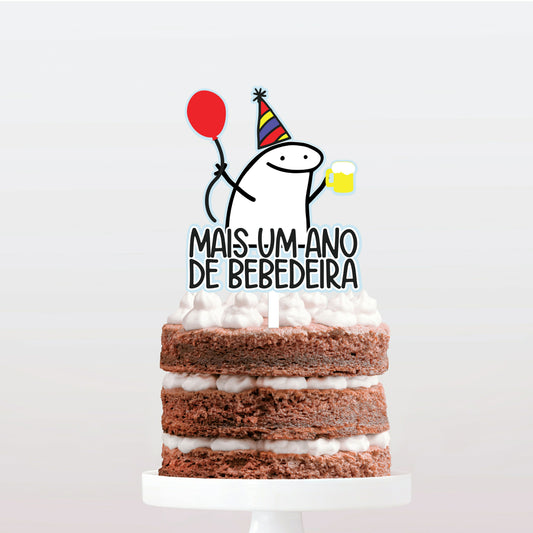 Topo de bolo flork bento mais um ano de bebedeira cake topper adorno de tarta