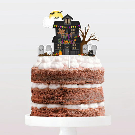 Topo de bolo halloween casa assombrada cake topper adorno de tarta