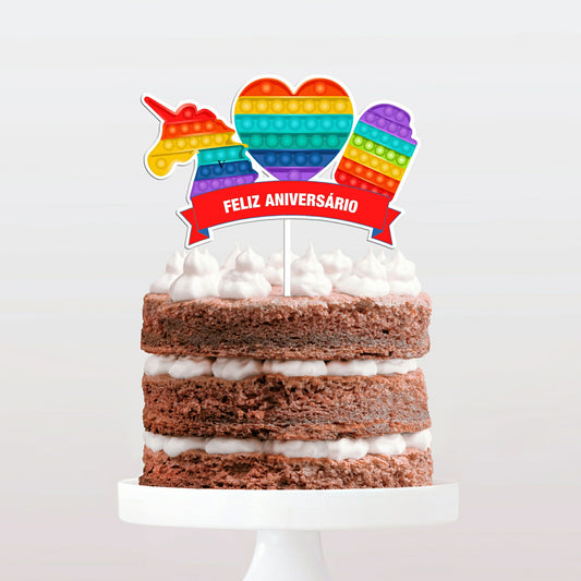 Topo de bolo Pop It Colour cake topper adorno de tarta