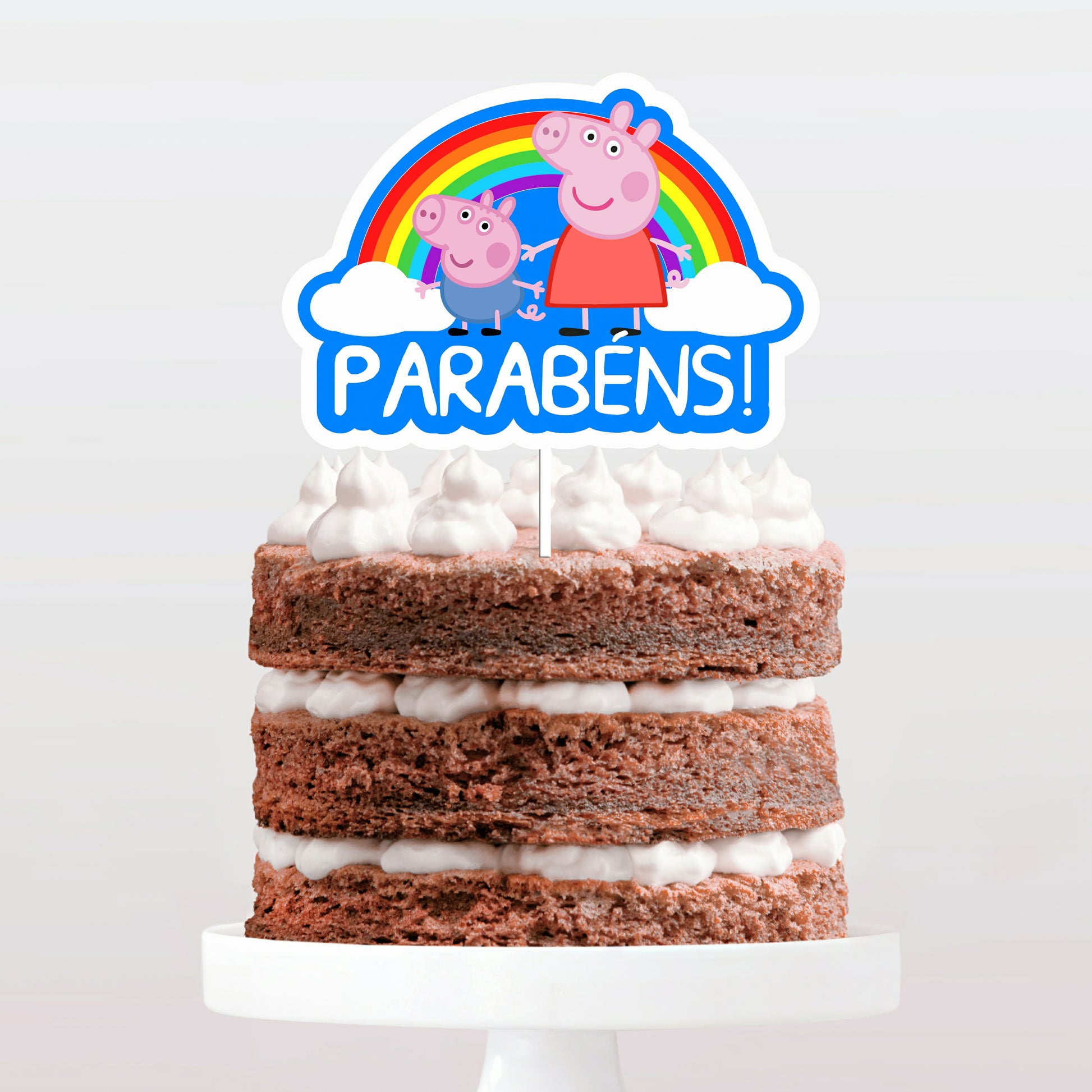 Topo de bolo Porquinha pepa Parabéns peppa  cake topper adorno de tarta