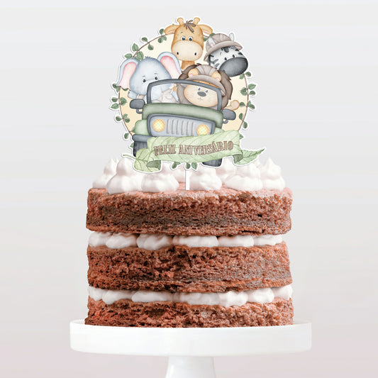 Topo de bolo Safari Baby cake topper adorno de tarta