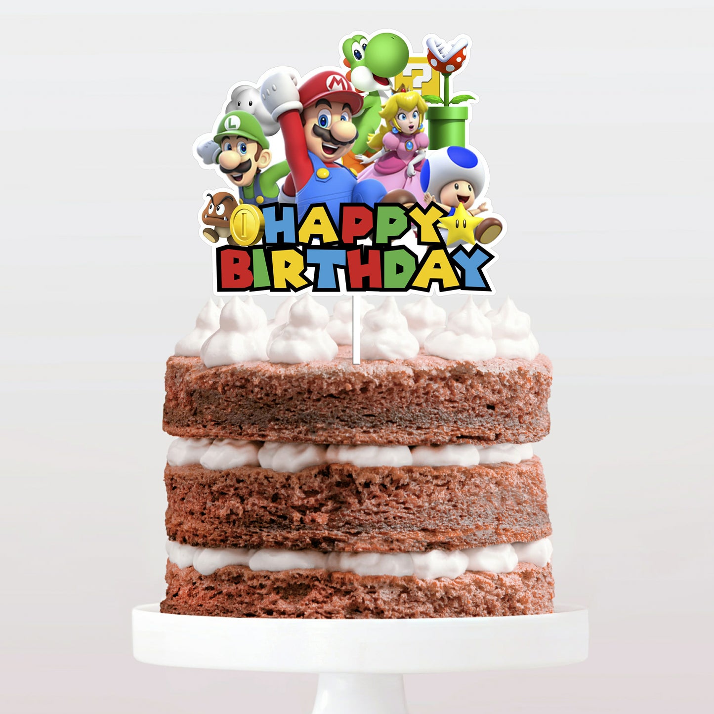 Topo de bolo super Mario Happy Birthday cake topper adorno de tarta