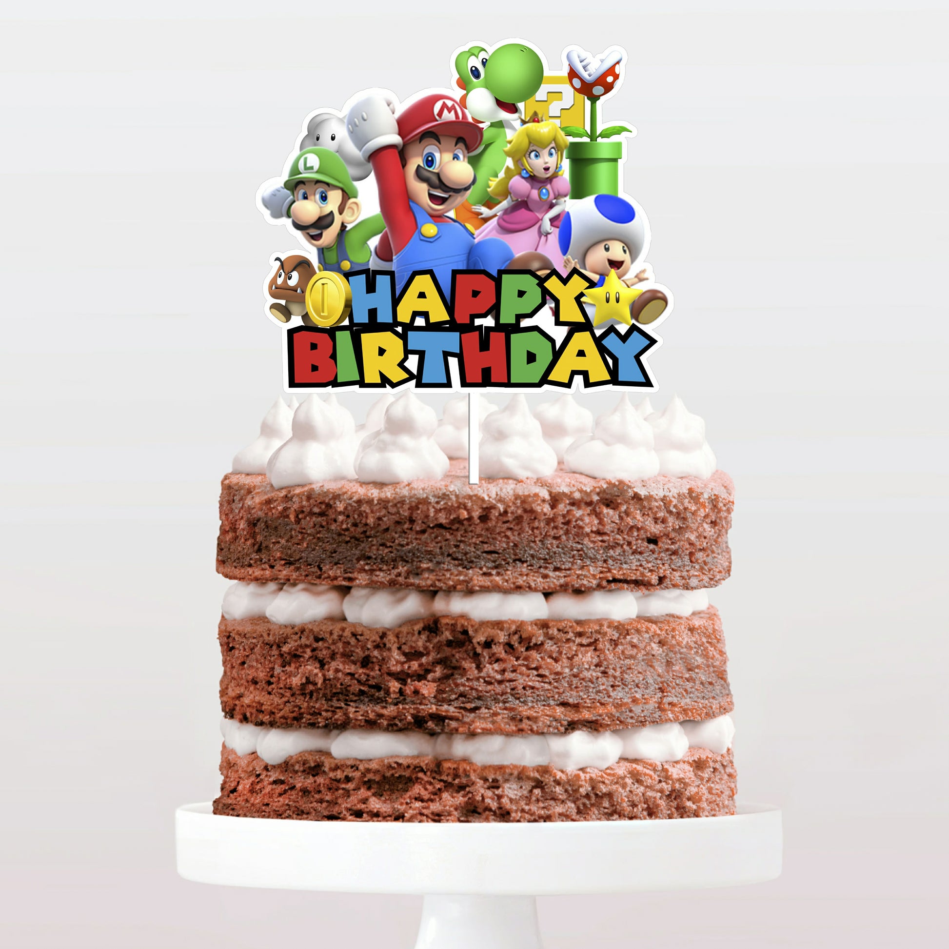 Topo de bolo super Mario Happy Birthday cake topper adorno de tarta