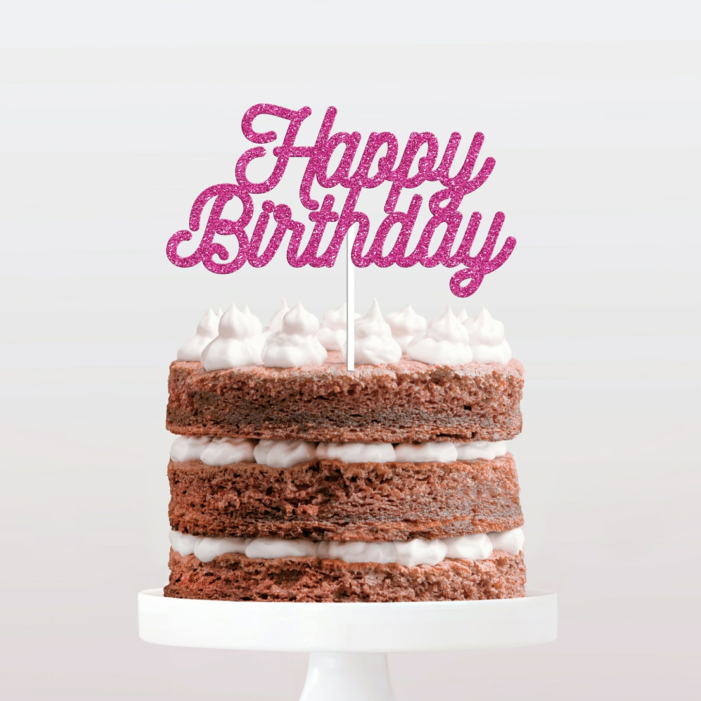 Topo de Bolo Papel Glitter Happy Birthday - Modelo 1