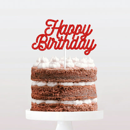 Topo de Bolo Papel Glitter Happy Birthday - Modelo 1