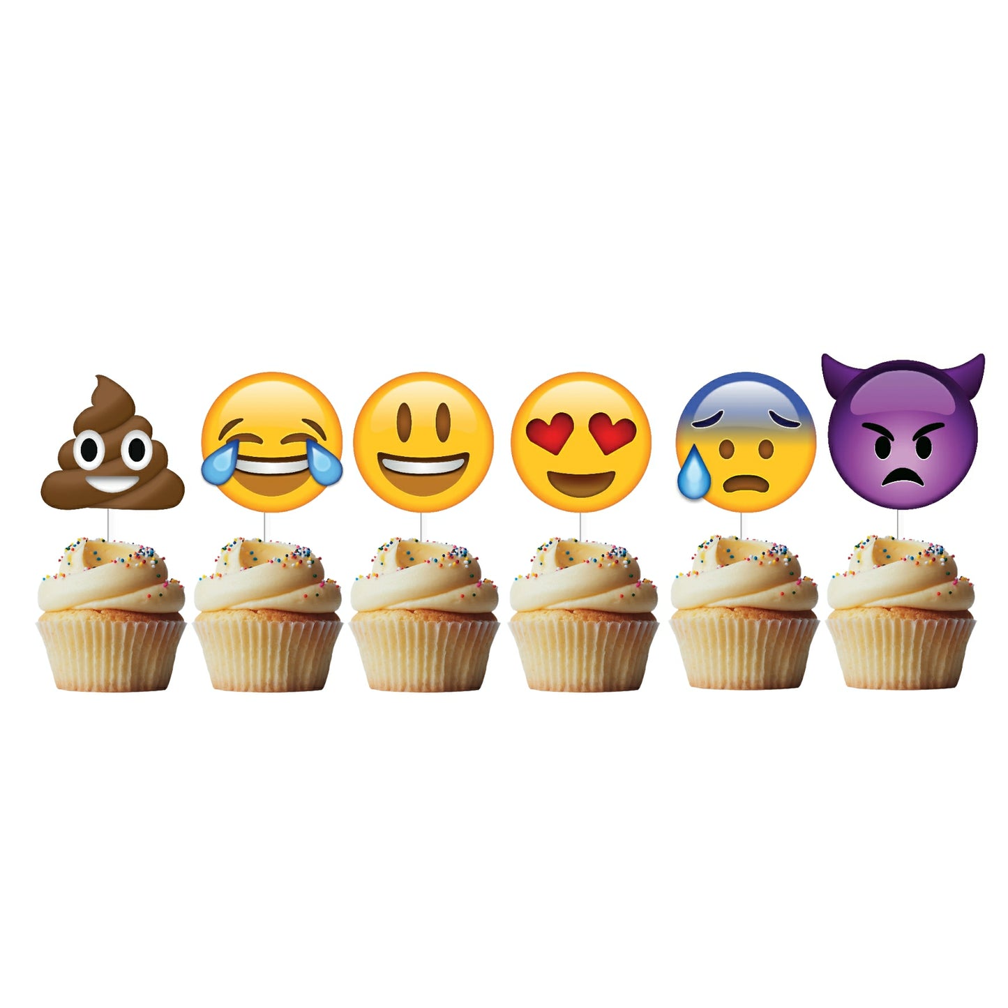 6 Cupcake Toppers Emojis