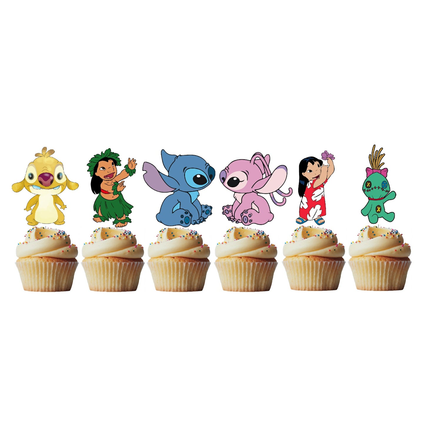 6 Cupcake Toppers Lilo & Stitch