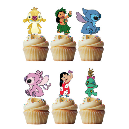 6 Cupcake Toppers Lilo & Stitch