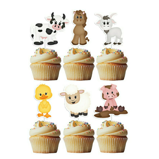 6 Cupcake Toppers Animais da Quinta