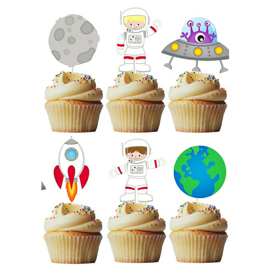 6 Cupcake Toppers Astronautas