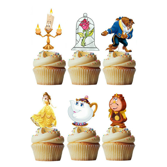 6 Cupcake Toppers Bela e o Monstro