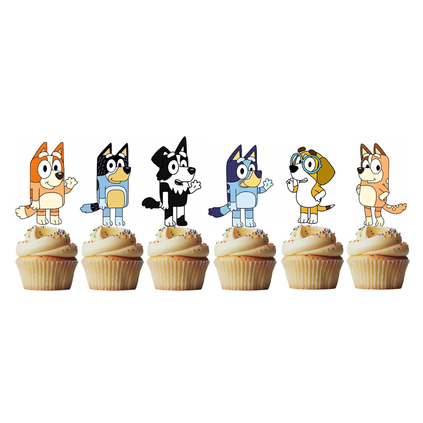 6 Cupcake Toppers Bluey